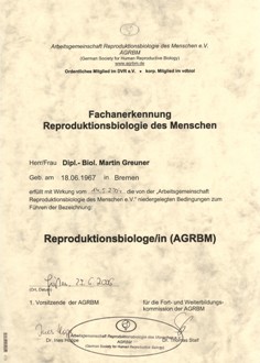 Fachanerkennung Reproduktionsbiologe